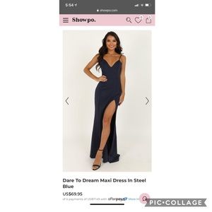 navy long dress with slit